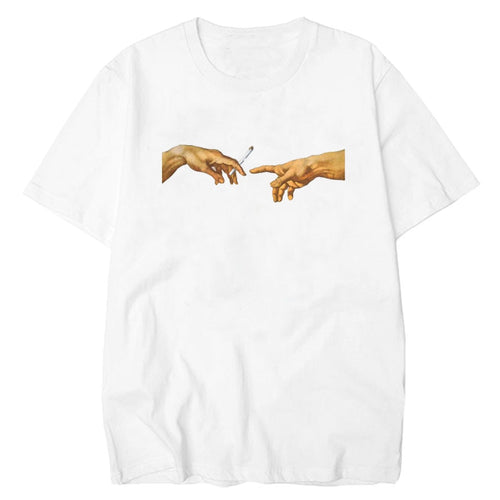 LettBao MICHELANGELO T Shirts Men Harajuku Funny Print Tshirt Men Hip Hop 100% Cotton Streetwear Tee Shirt Homme Tops