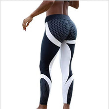 Load image into Gallery viewer, Hayoha Mesh Pattern Print Leggings fitness Leggings For Women Sporting Workout Leggins Elastic Slim Black White Pants